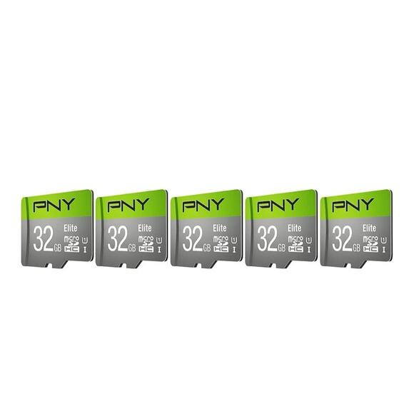PNY 32GB Elite Class 10 U1 microSDHC Flash Memory Card 5-Pack W/ Adapter - Picture 2 of 4